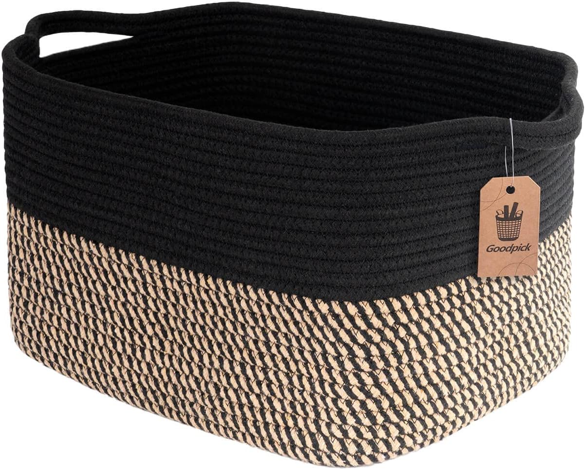 Goodpick Cube Storage Bins - Towel. Book. Cloth. Shoes. Closet Shelf Woven Baskets for Office. Baby Laundry. Toys. 13''x10''x9''