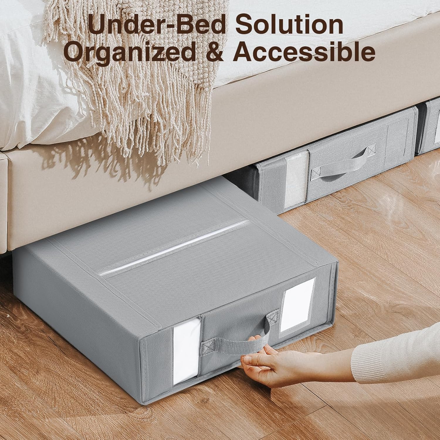 DIMJ Bed Sheet Organizers and Storage 6 Pack - Foldable Sheet Holder. Linen Closet Organizer Box for Sheets Set. Bedding. Blankets. Towel (King & Queen Size). Grey - Image 3