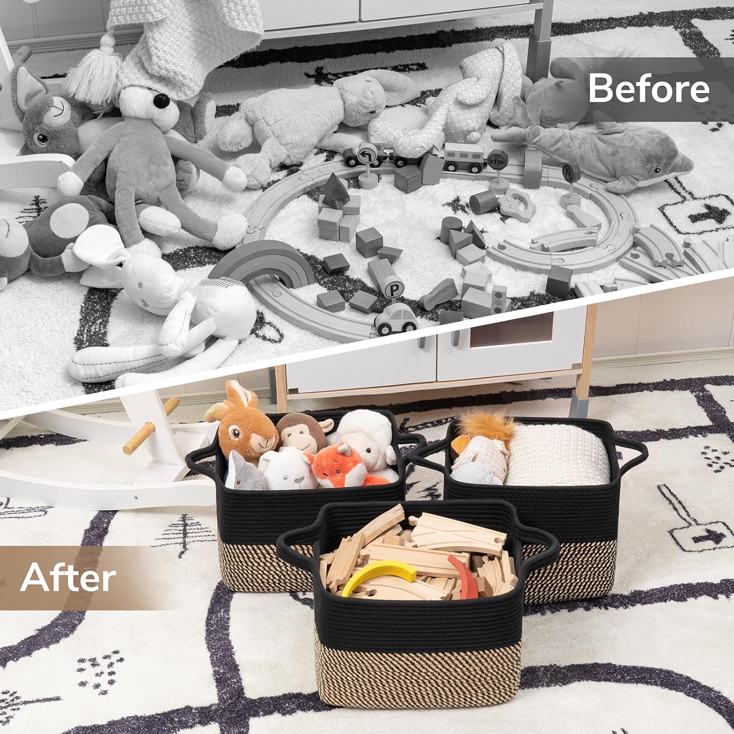 Goodpick Cube Storage Bins - Towel. Book. Cloth. Shoes. Closet Shelf Woven Baskets for Office. Baby Laundry. Toys. 13''x10''x9'' - Image 8